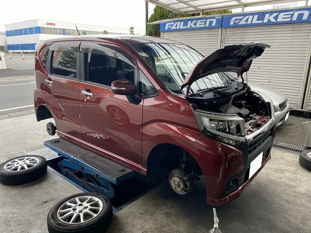 滋賀オートライフハノ　ダイハツ「ムーヴ」(LA150S)の車検＆整備とブレーキパッド交換