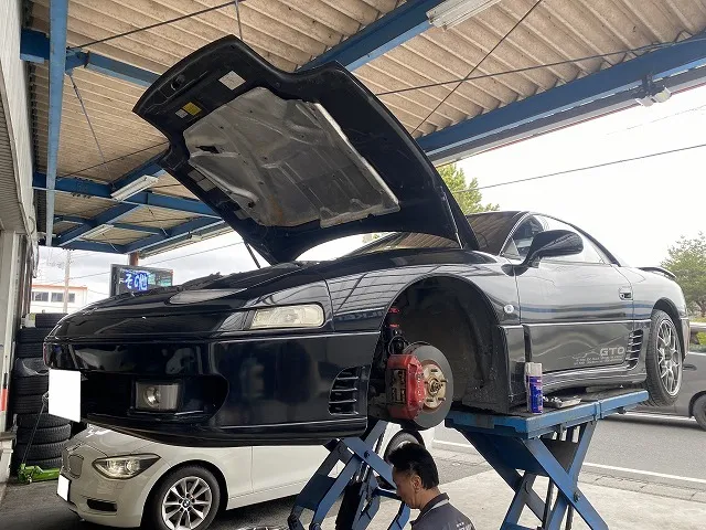 滋賀オートライフハノ　三菱「GTO」(Z16A)のステアリングラック＆フロントパイプ＆ドライブシャフトブーツ交換（部品持ち込み）