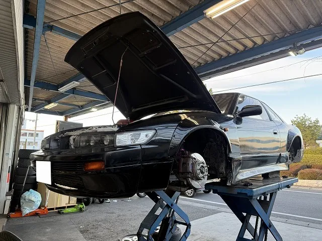 滋賀オートライフハノ　日産「シルビア」(S13)の車検＆整備とEAI(2次空気供給装置)取付＆保安適合部品取付