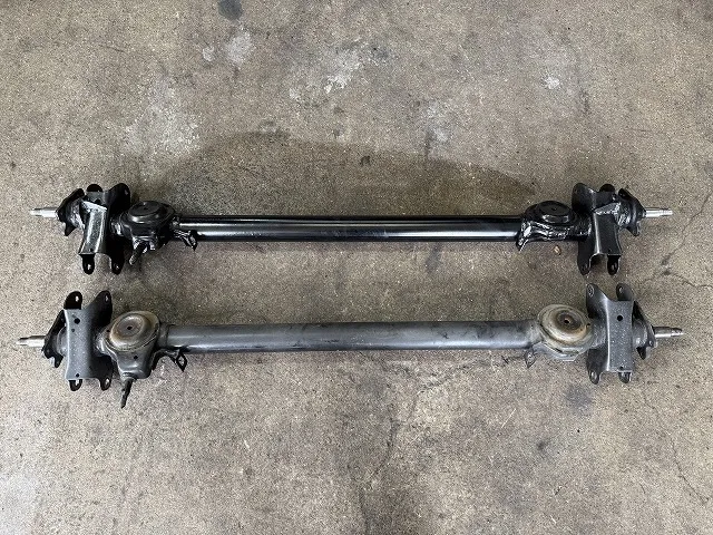 滋賀オートライフハノ　スズキ「ワゴンR スティングレー」(MH23S)の持ち込みキャンバーアクスル交換　※キャンバー2°