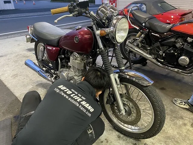 滋賀オートライフハノ　ヤマハ「ＳＲ400」の車検＆整備とオイル交換