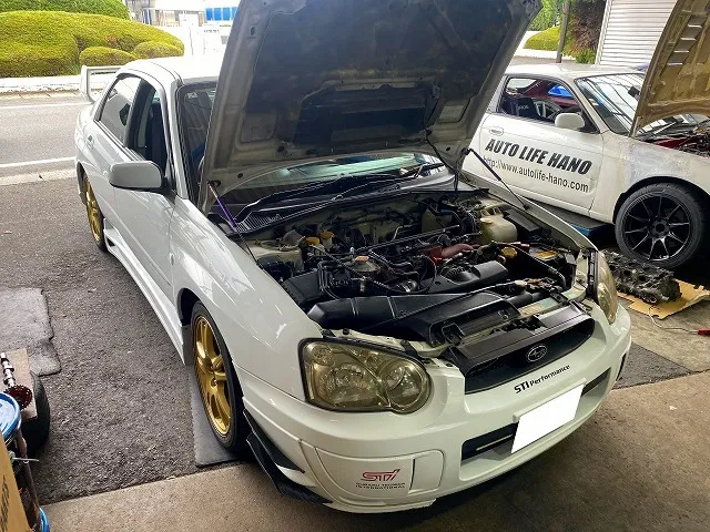 滋賀オートライフハノ スバル「インプレッサ WRX STI」(GDB)のO2センサー交換 ※上流&下流